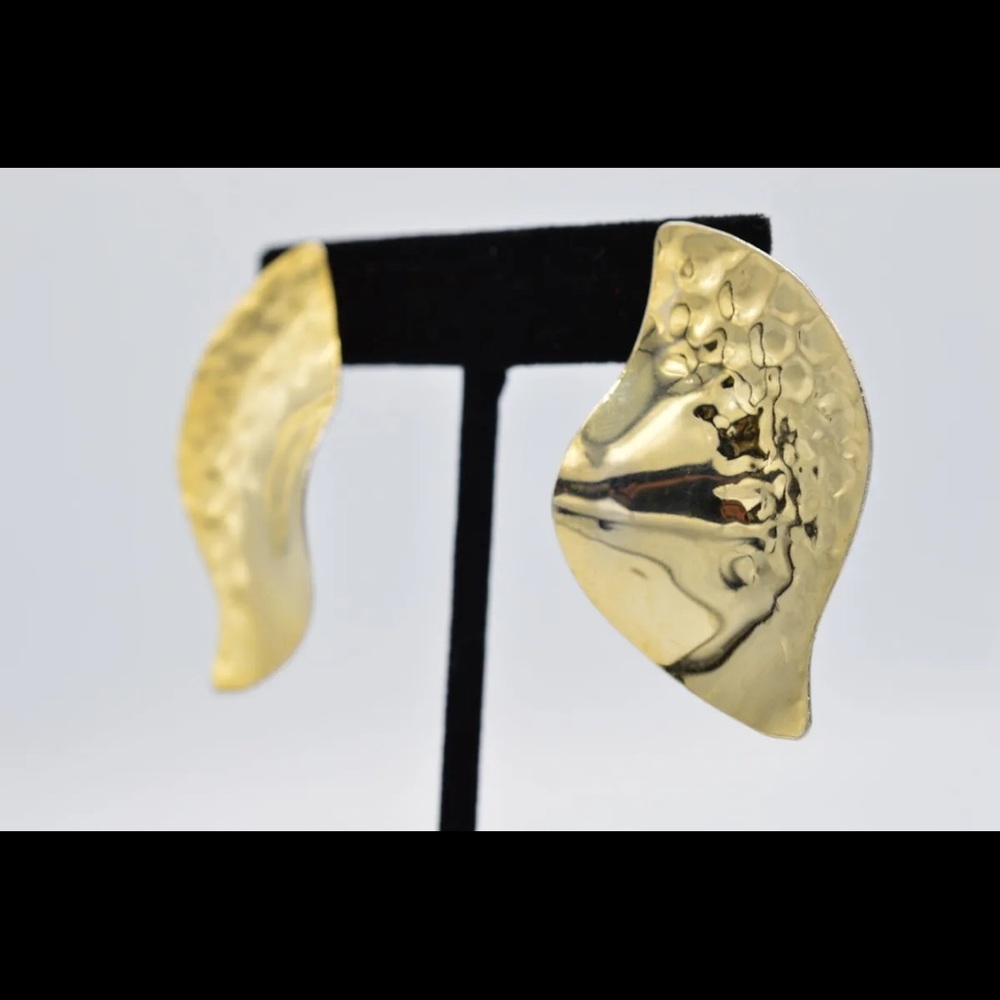 EA9 Organic Form Hammered Gold Statement Earrings FINAL PRICE